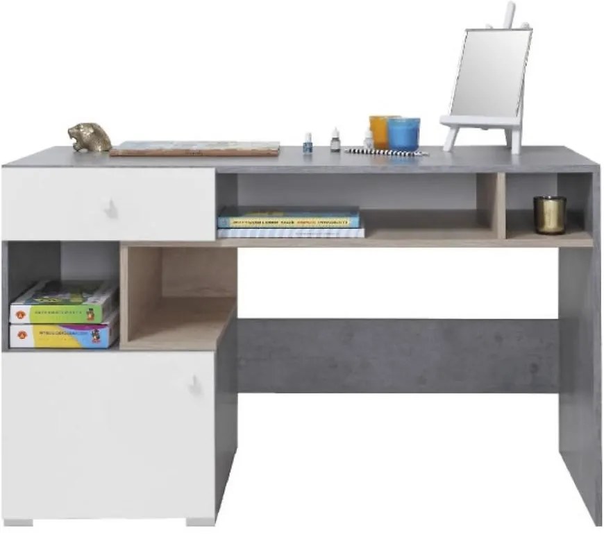 Písací stôl Sigma betón/biela/dub 125 SI10