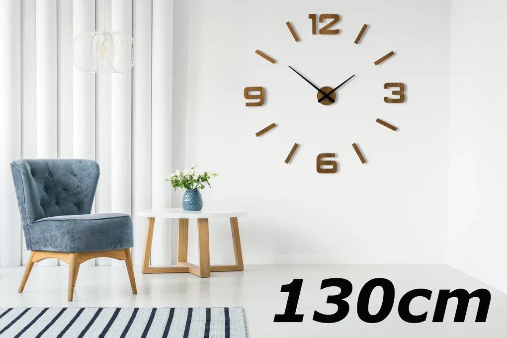 Veľké dubové nalepovacie hodiny 130 cm