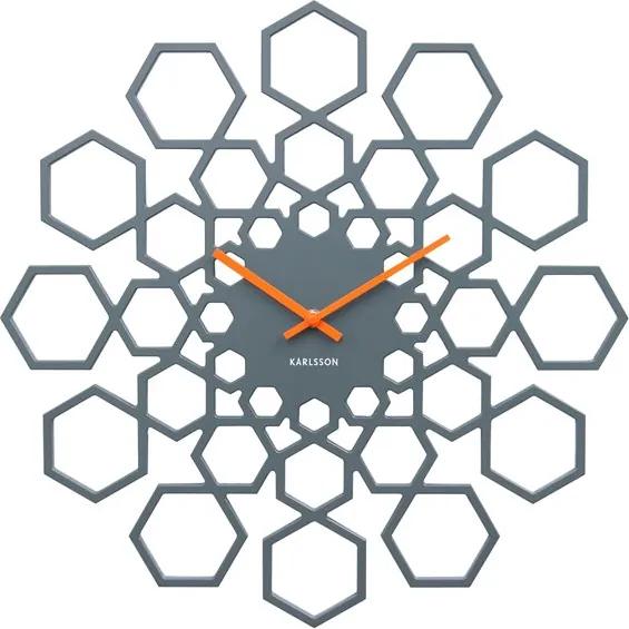 KARLSSON Nástenné hodiny Sunshine Hexagon šedé ∅ 48 cm