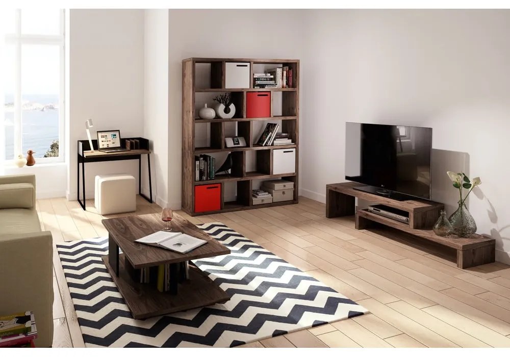 Hnedá knižnica v dekore orecha 150x198 cm Berlin – TemaHome