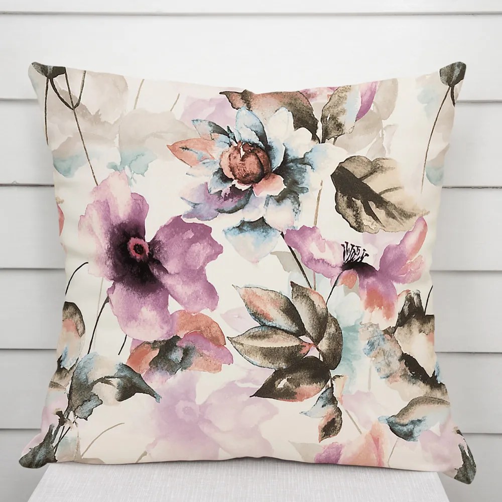 Biante Zamatová obliečka na vankúš Tamara TMR-050 Abstraktné fialové kvety na smotanovom 50 x 60 cm