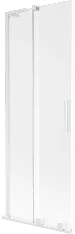 Mexen Velar L, 2-krídlová posuvná vaňová zástena 70 x 150 cm, 8mm sklo námraza, biela matná, 896-070-003-31-20