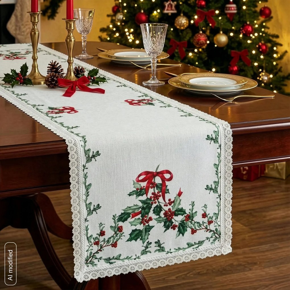 VIANOČNÝ BEHÚŇ NA STÔL XMAS7 40X140 CM VZOROVANÁ