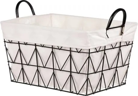 Úložný košík 40x22 cm, kov/látka%