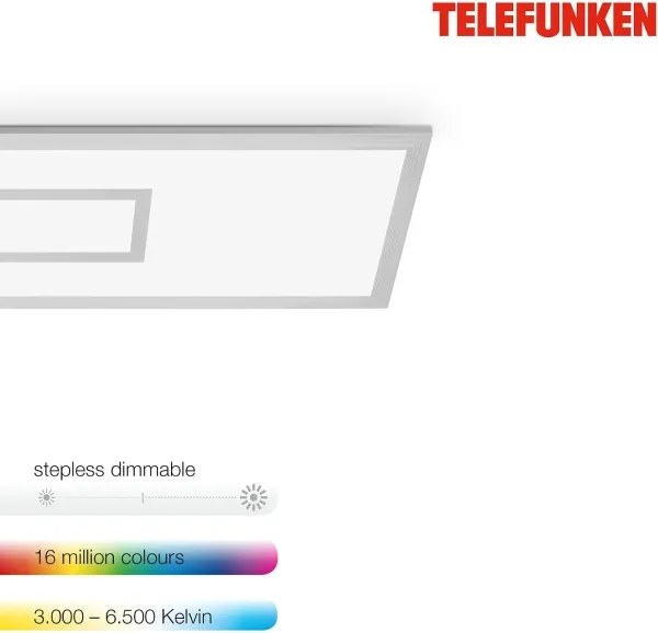 LED RGBW stmievateľný panel LED/20W/230V strieborný + diaľkové ovládanie