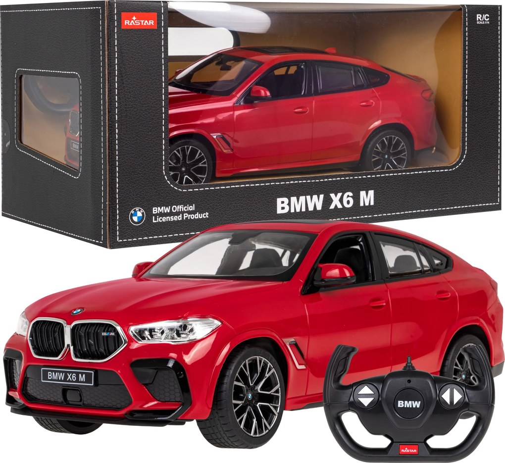 BMW X6 M červený RASTAR model 1:14 Auto na diaľkové ovládanie + 2,4 GHz diaľkové ovládanie