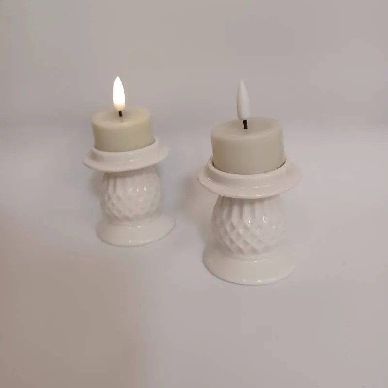 DECOLED Svícen, 7 x 7 x 6,5 cm, bílý