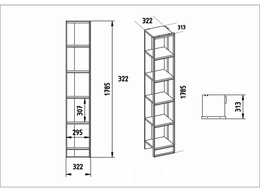 Knižnica Polka Black and Gold