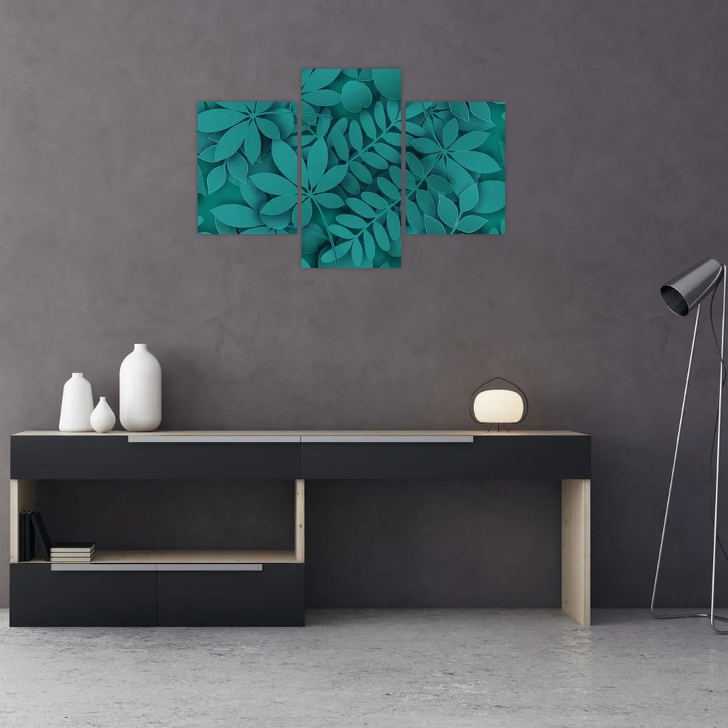 Obraz - Tyrkysové listy (90x60 cm)