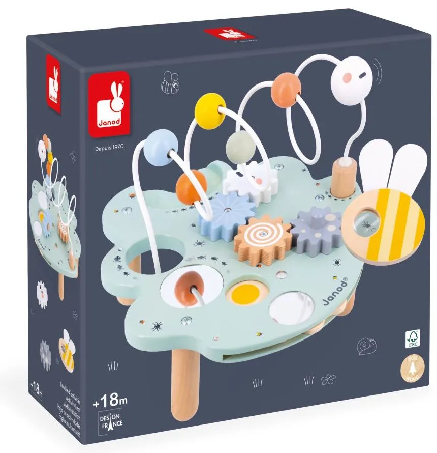 Sweet Cocoon - Drevený motorický stolček s aktivitami - List