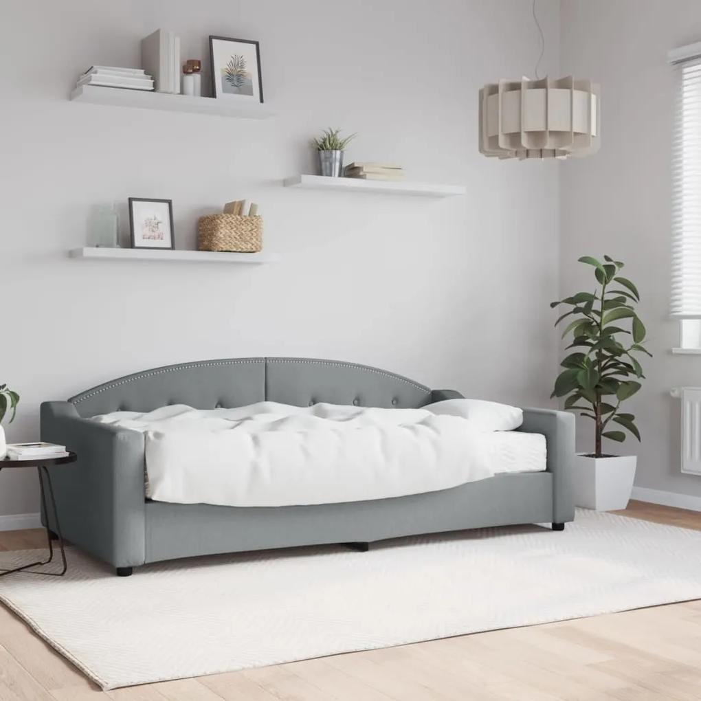 Denná posteľ s matracom bledosivá 90x190 cm látka 3197522