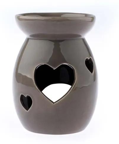 Aromalampa srdce keramika šedé 9,8×14×9,8cm