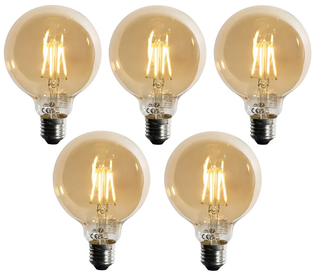 Sada 5 ks Stmievateľná LED žiarovka E27 G95 5W 450lm 2700K