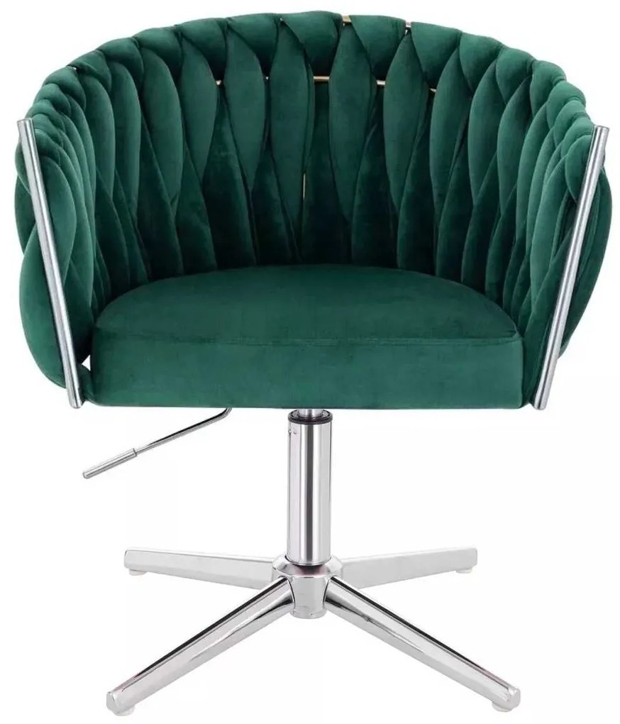 LuxuryForm DESIGN Stolička NORDEN VELUR na striebornom kríži - zelená