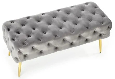 Prešívaná lavica ATHENA 40x100 cm šedá/zlatá