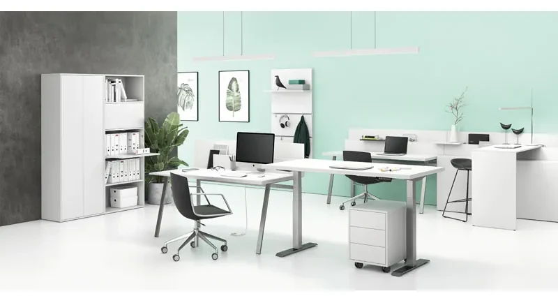 PLAN Pojazdná skrinka na kolieskach s dverami LAYERS, dlhá, 1200 x 400 x 575 mm, biela
