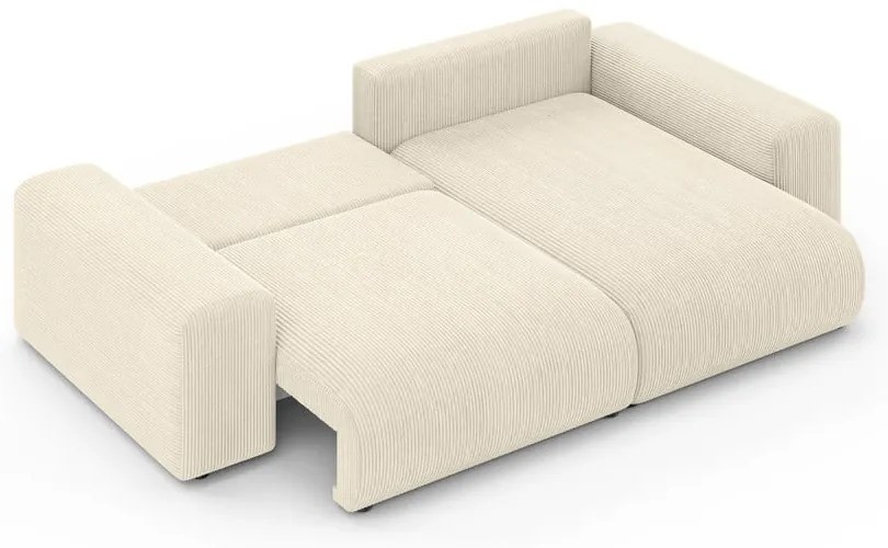 Krémová menčestrová rozkladacia rohová pohovka s úložným priestorom (variabilný roh) Luma – Ropez