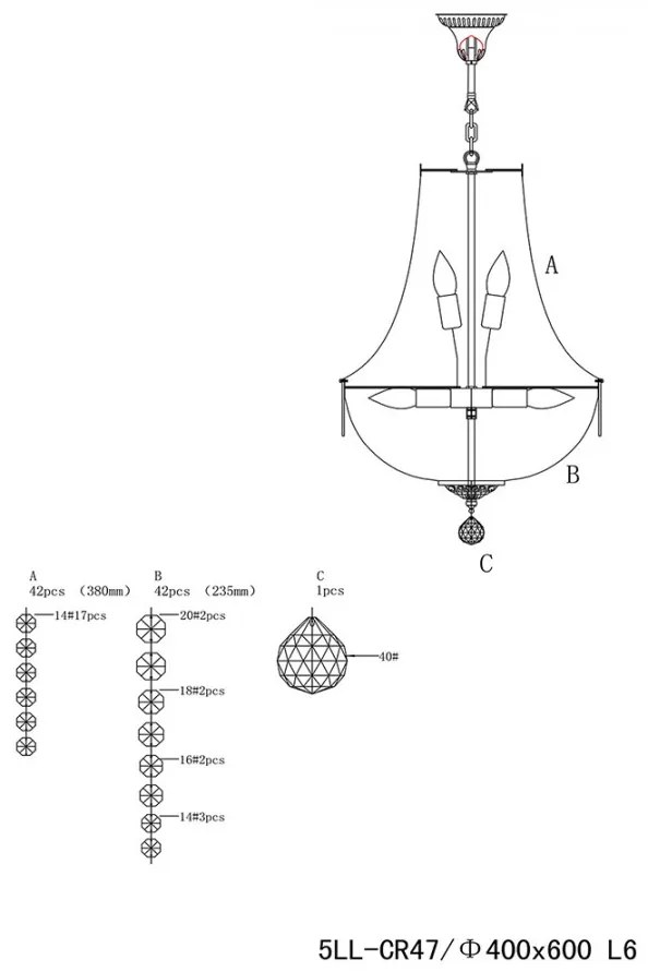 Krištáľový luxusný luster Ø40*64
