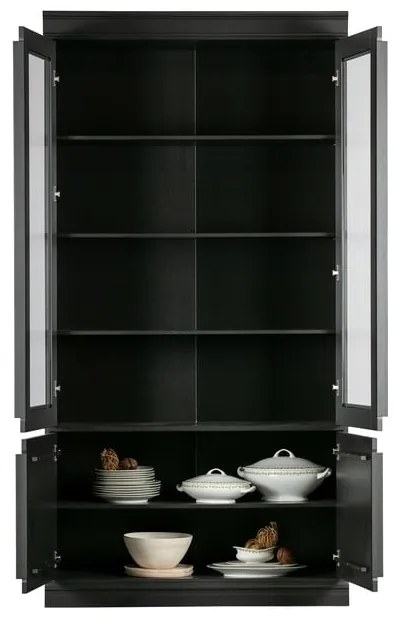 Čierna vitrína z borovicového dreva 110x215x44 cm Organize – WOOOD