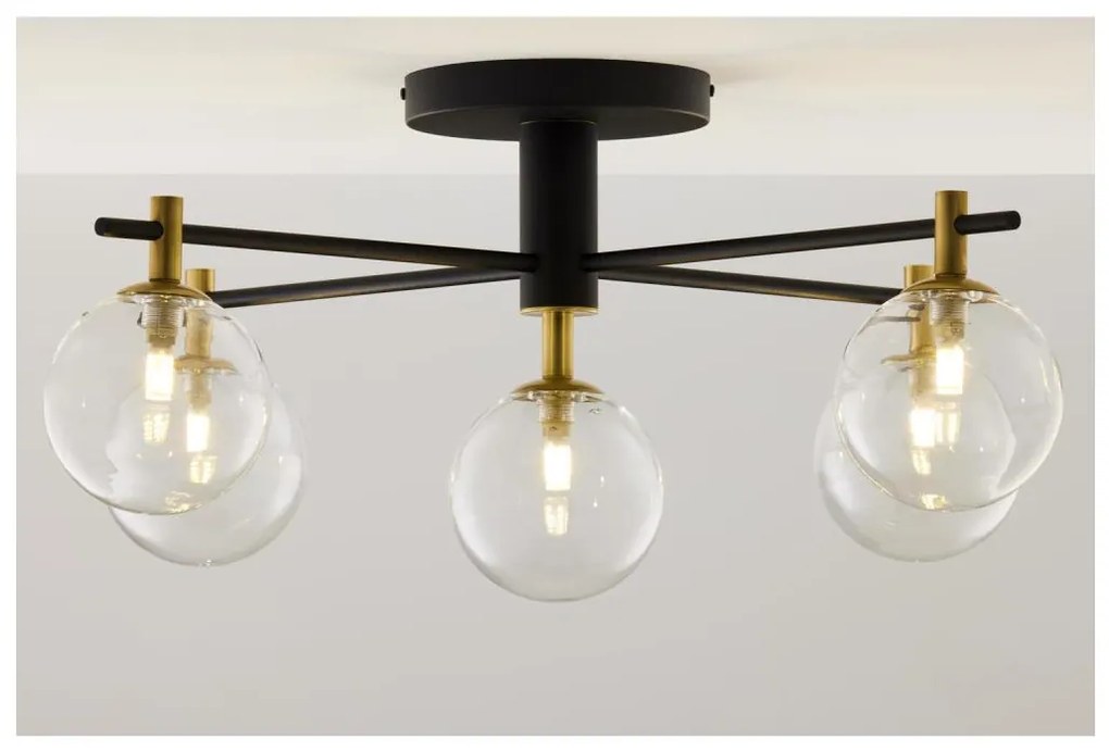 Jupiter 2035 - Prisadený luster FIGARO 5xG9/10W/230V čierna/zlatá/béžová/číra