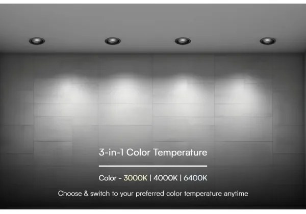 LED Podhľadové svietidlo LED/24W/230V 3000/4000/6400K ø 13,5 cm čierna