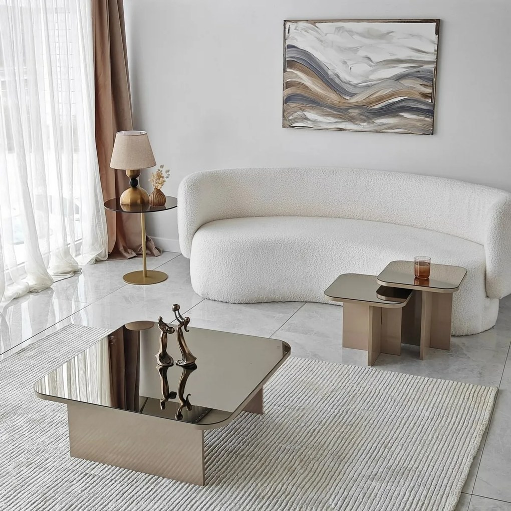 Súprava konferenčných stolíkov Jazz Beige and Bronze