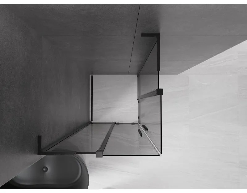 Mexen Velar L Duo, sprchový kút s posuvnými dverami 80 x 80 cm, 8mm šedé sklo, čierna matná, 871-080-080-02-43-70