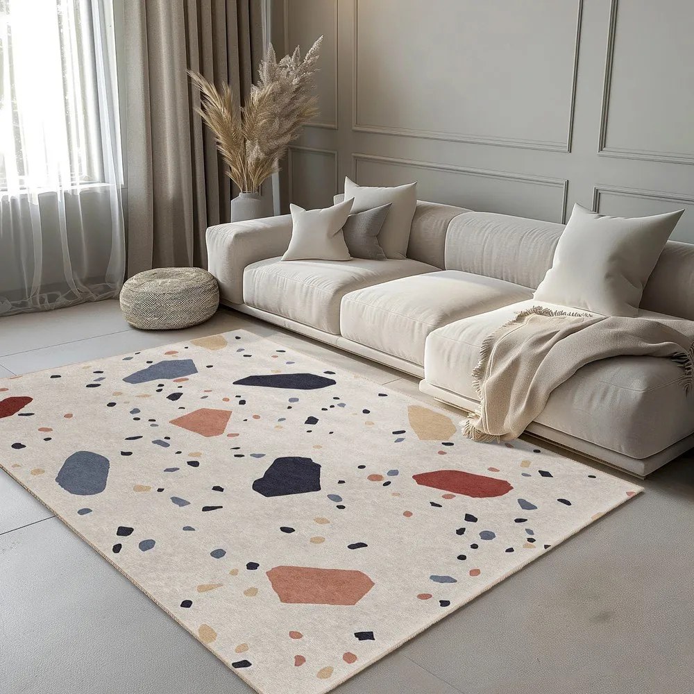 Krémový prateľný behúň 60x230 cm Cracked Terrazzo – Mila Home