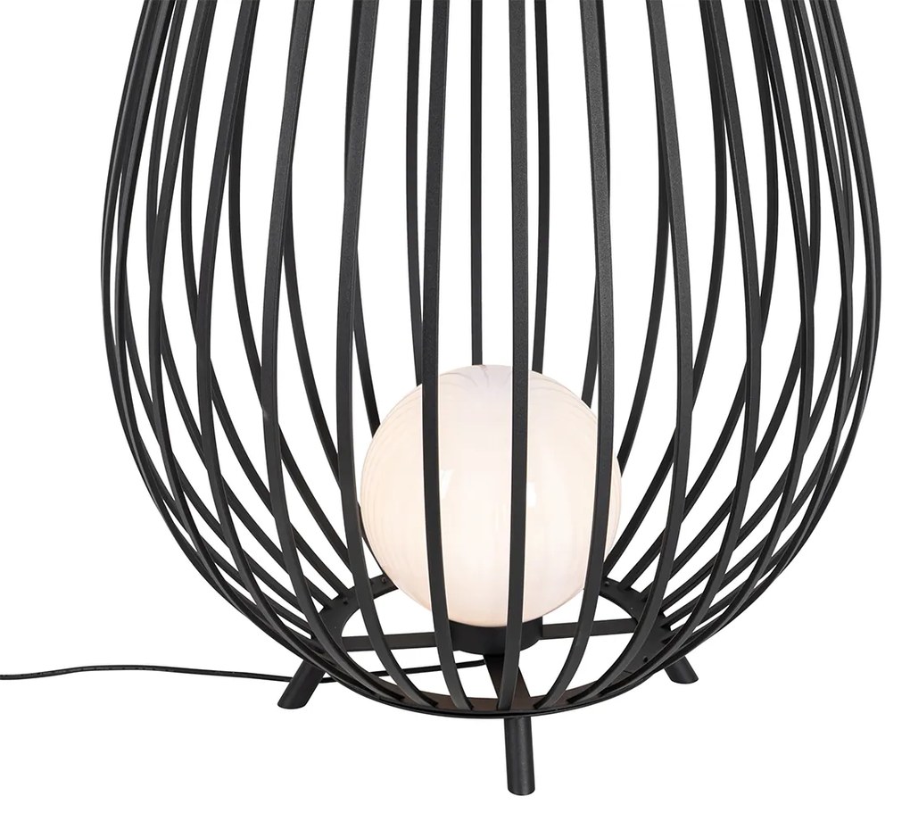 Sada stojacích lámp čierna s opálom 110 cm a 70 cm - Angela