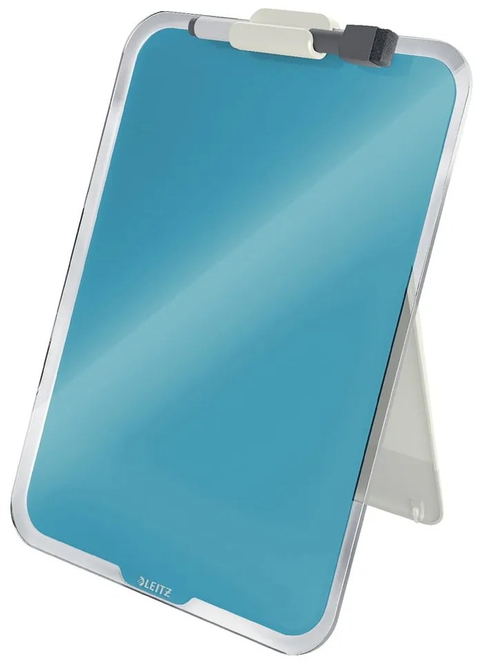Modrý sklenený flipchart na stôl Leitz Cosy, 22 x 30 cm