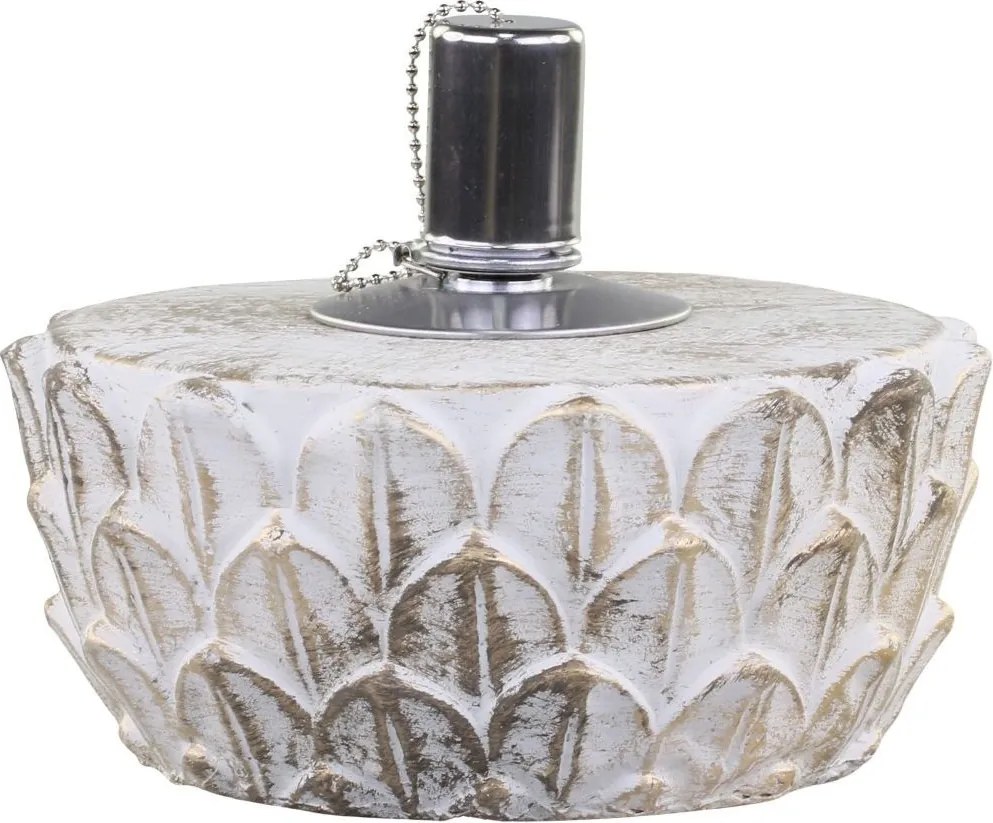 Bielo - zlatá antik olejová lampa Vittel - Ø 18*8 cm/ 90ml