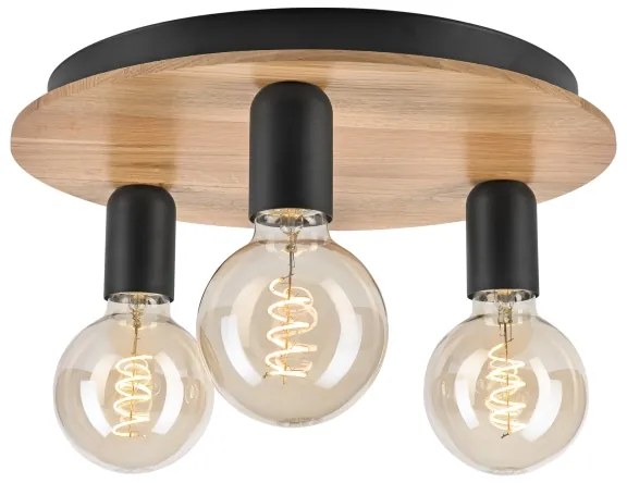 Stropné svietidlo DUSTY 3xE27/15W/230V pr. 34 cm dub/čierna