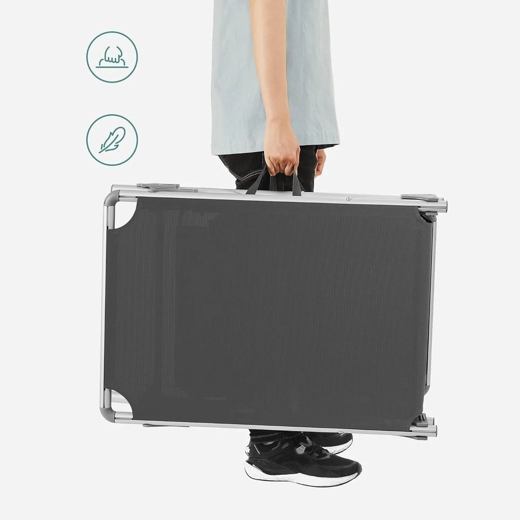 Lehátko, polohovateľné kreslo so slnečníkom, dymovo sivá farba