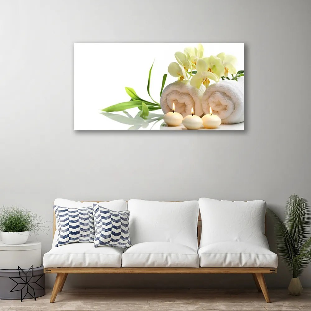 Obraz Canvas Kúpele uteráky sviece orchidea 100x50 cm