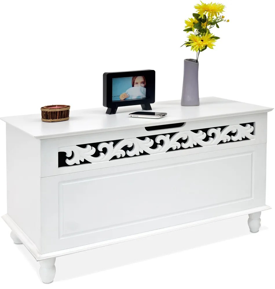 Drevená truhlica JERSEY, 80x40x48cm, biela Casaria