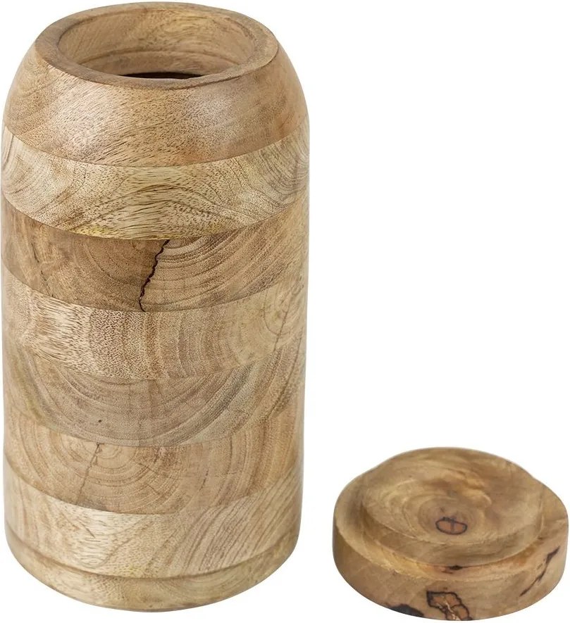 Drevená dekoratívna dóza s viečkom z mangového dreva Manua - Ø15*30 cm