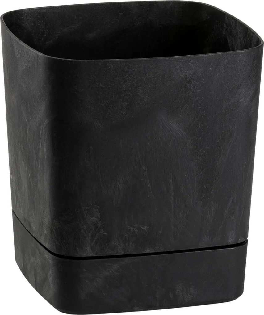 PLASTOVÝ KVETINÁČ CUBI 19X21 CM IMITÁCIA BETÓNU ČIERNA
