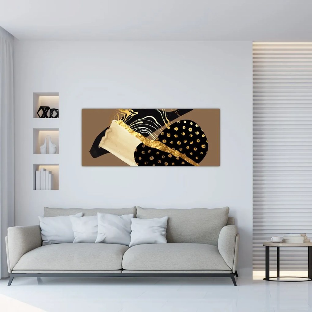 Obraz - Abstrakcia golden brown N⁰1 (120x50 cm)