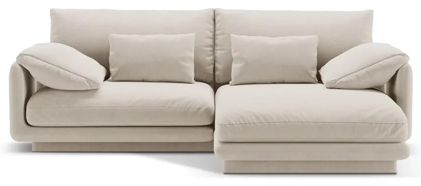 Biela zamatová rohová pohovka (pravý roh/s leňoškou) Torino – Micadoni