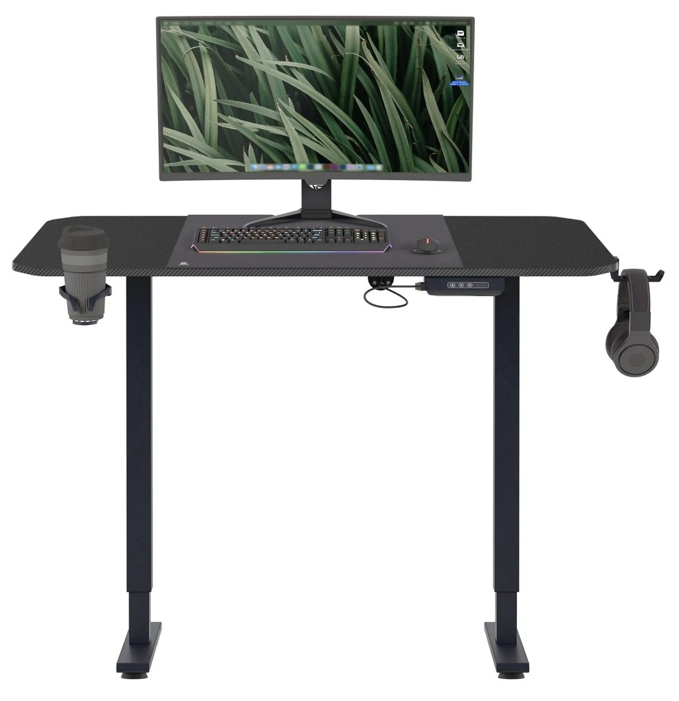 Výškovo nastaviteľný elektrický stôl EGON, 1100 x 720 x 600 mm, čierna