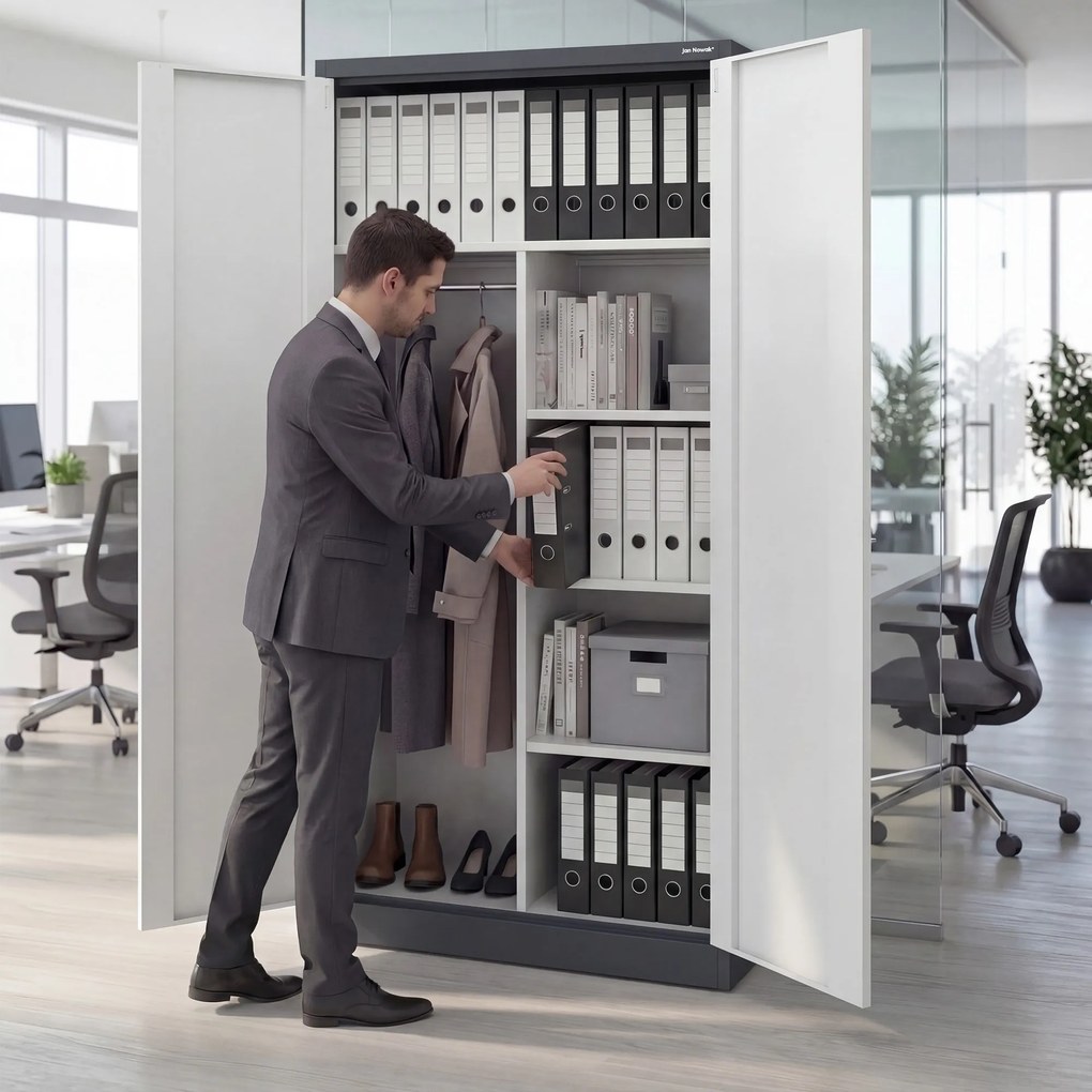 Uzamykateľná hospodárska skriňa antracitovo-biela DAWID 900 x 1850 x 450 mm