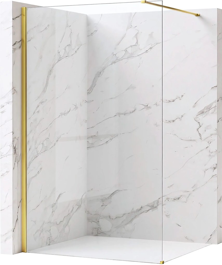 Bezrámová sprchová zastena REA FLEXI GOLD 100 cm, zlatá lesk/transparent - bez vaničky