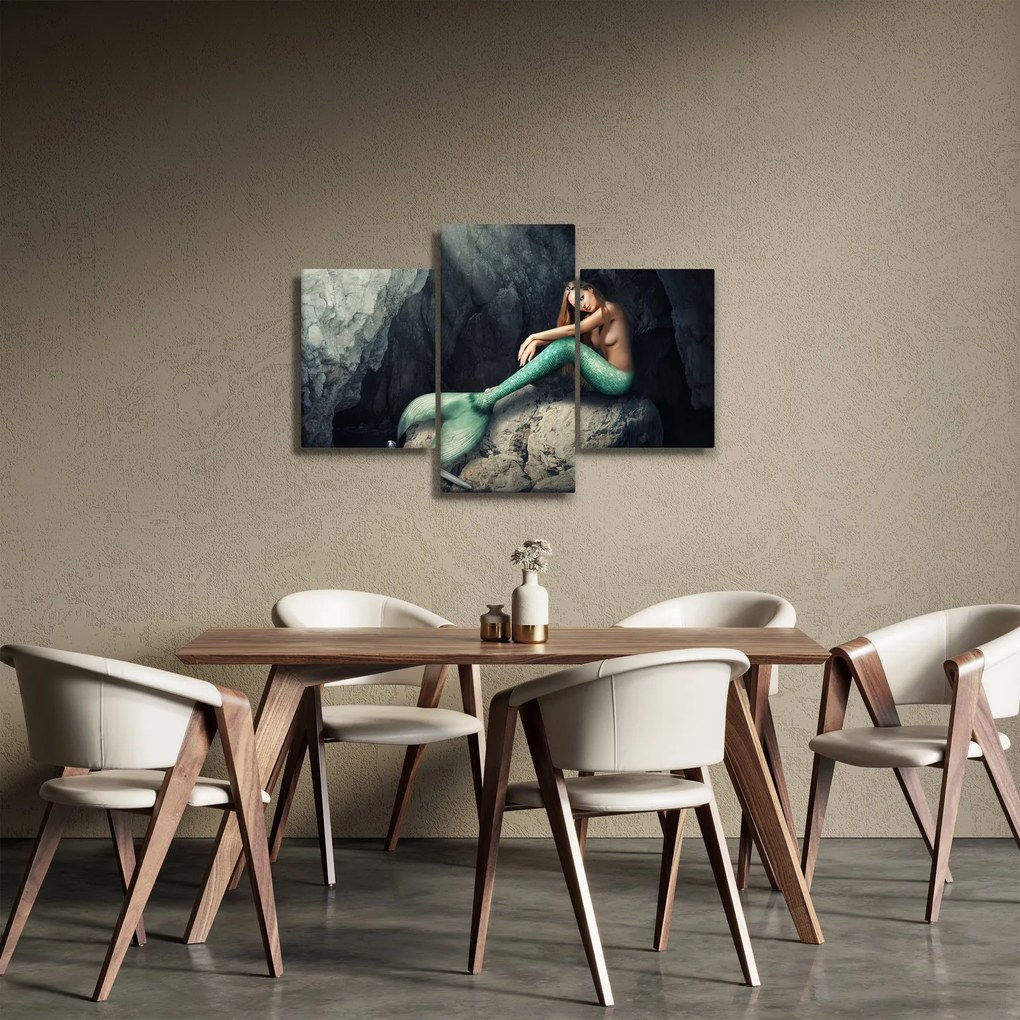 Obraz - Morská panna na skale (90x60 cm)