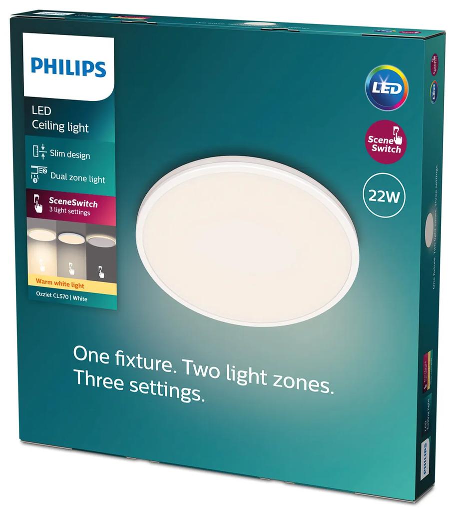 Philips 8719514431980 Ozziet stropné svietidlo LED 22W/2300lm 2700K biela SceneSwitch
