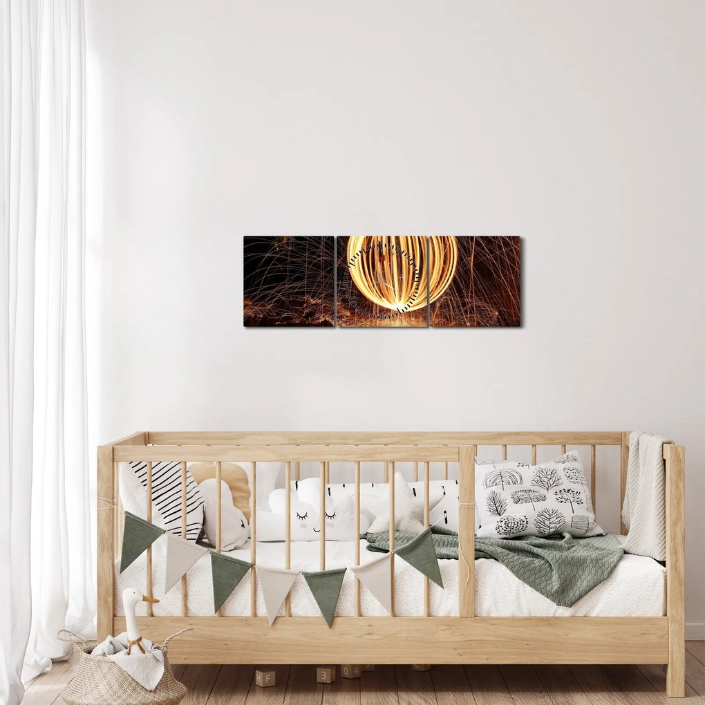 Obraz - Maľovanie svetlom (s hodinami) (90x30 cm)