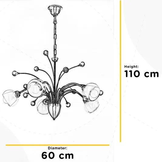 ONLI - Luster na reťazi DIAMANTE 5xE14/6W/230V