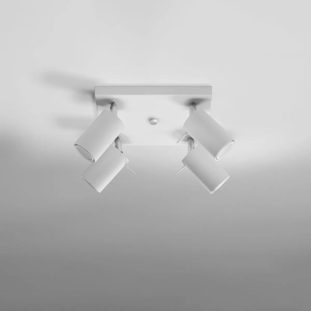 Stropné svietidlo Ring, 4x biele kovové tienidlo, (možnosť polohovania)