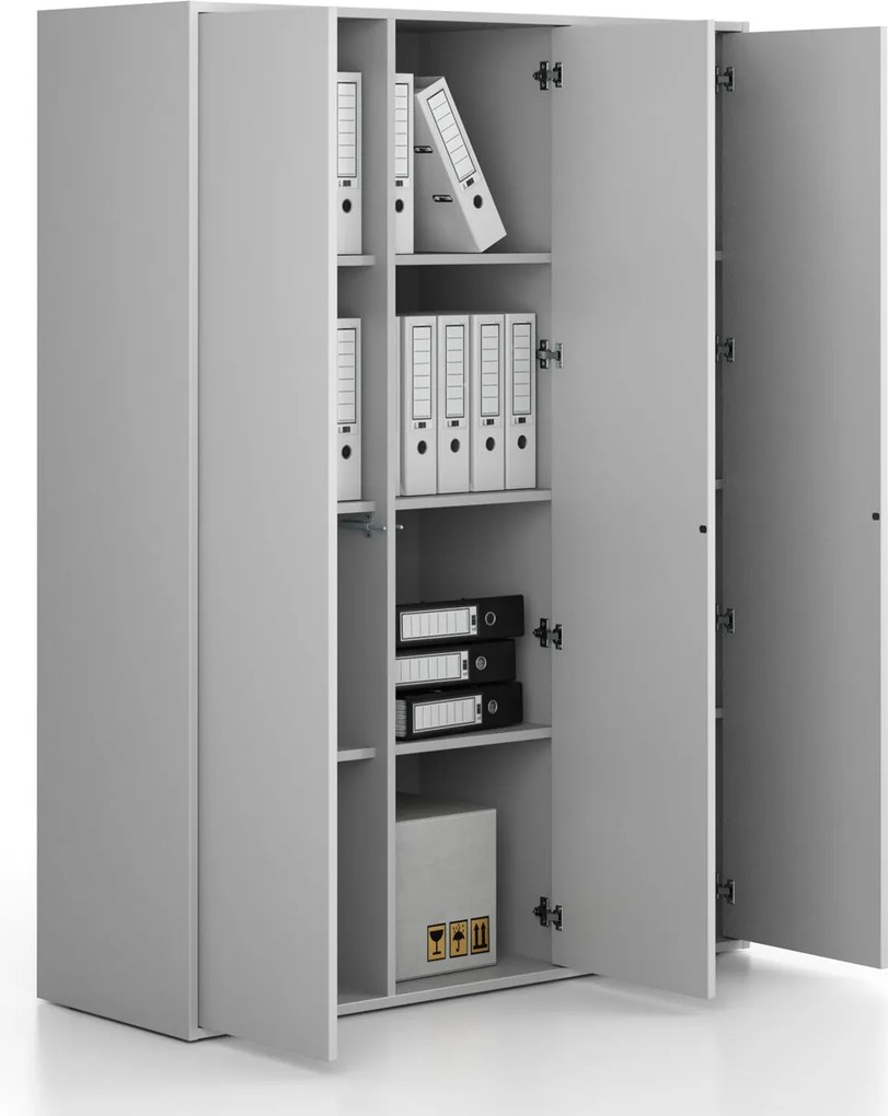 Kancelárska skriňa FRAME, 3x dvere, 1299 x 450 x 1735 mm, PUSH-lock, sivá