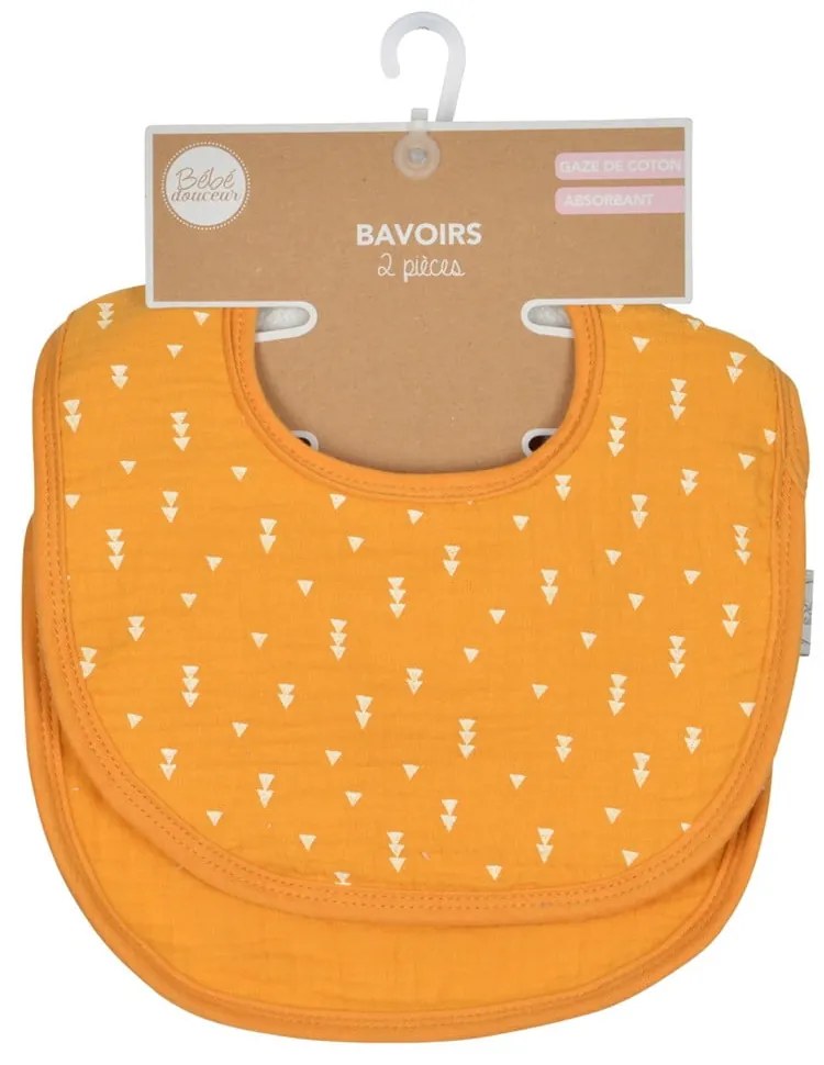 Žlté mušelínové podbradníky v súprave 2 ks – Bébé Douceur