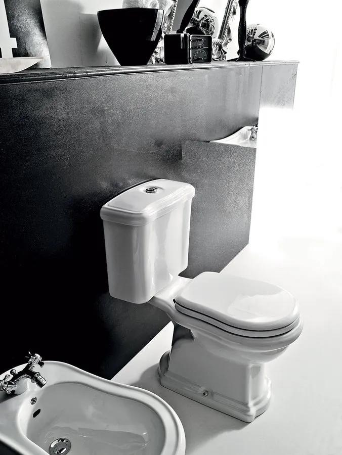 Kerasan, RETRO WC misa s nádržkou, zadný odpad, biela-bronz, WCSET16-RETRO-ZO